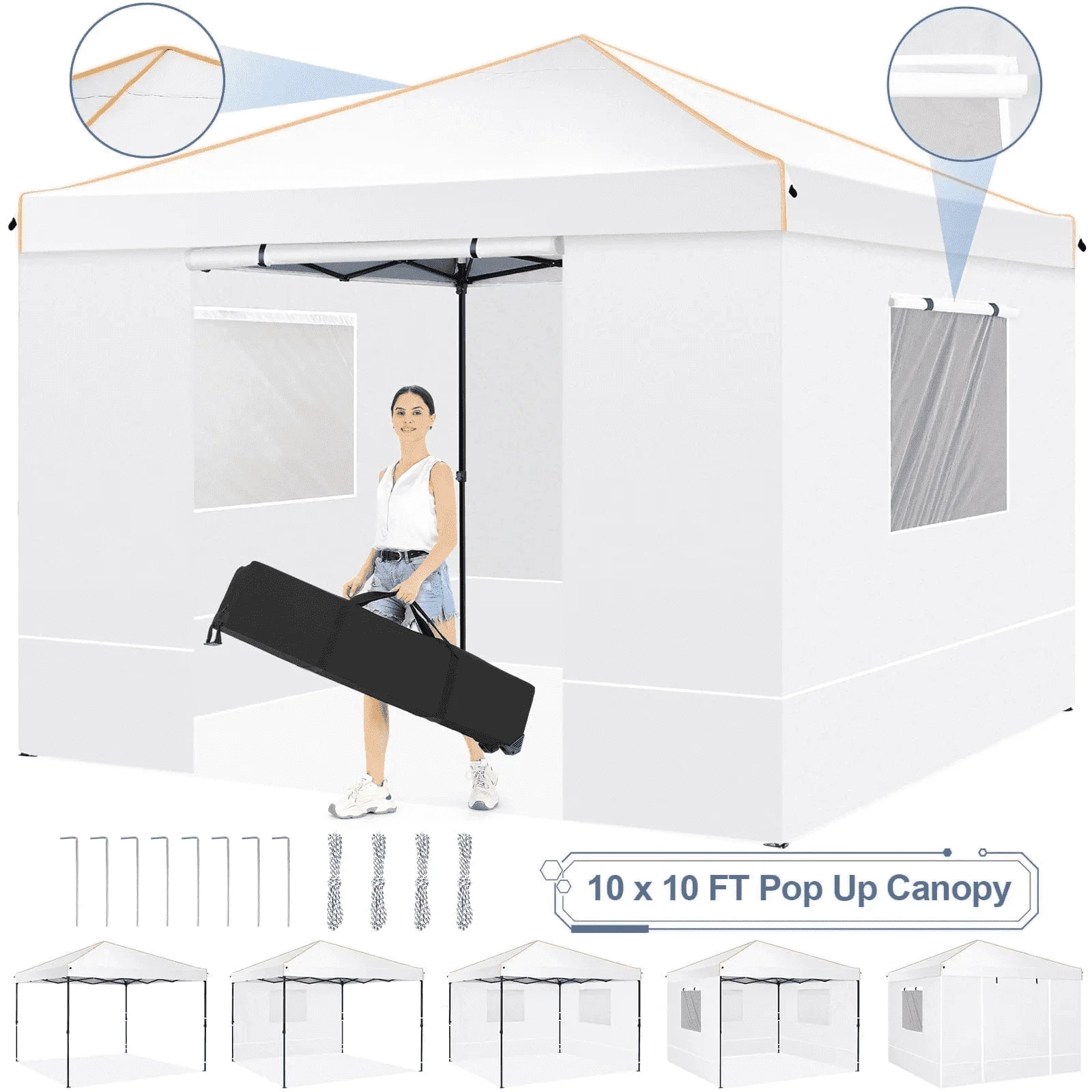 Hoteel 10'x20' Pop up Canopy Tent with 6 Removable Sidewalls, Instant Outdoor Canopy Shelter with Upgrade Raised Roof and Carry Bag