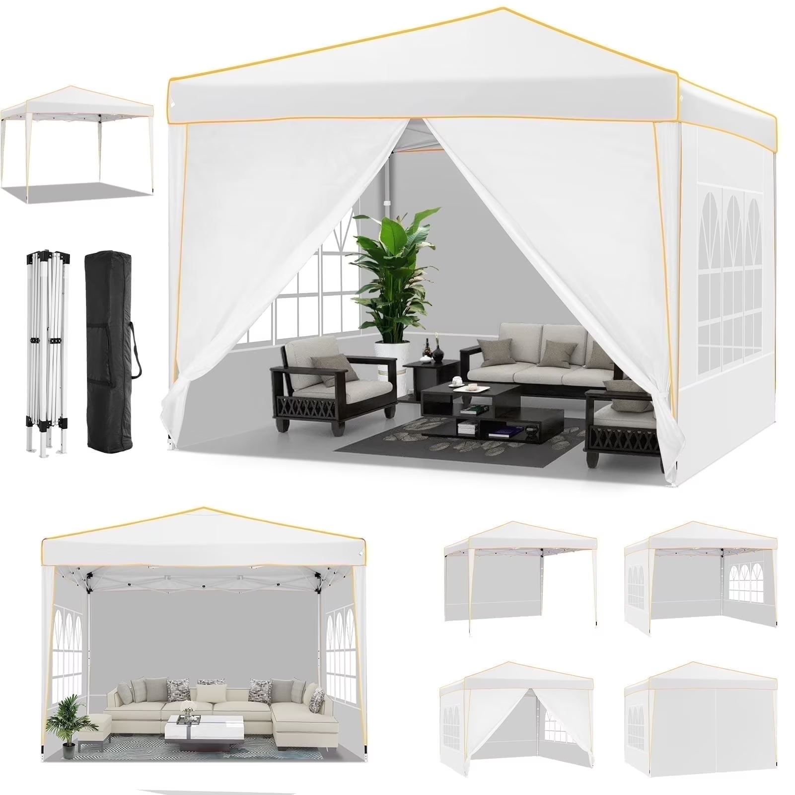 Hoteel 10'x20' Pop up Canopy Tent with 6 Removable Sidewalls, Instant Outdoor Canopy Shelter with Upgrade Raised Roof and Carry Bag