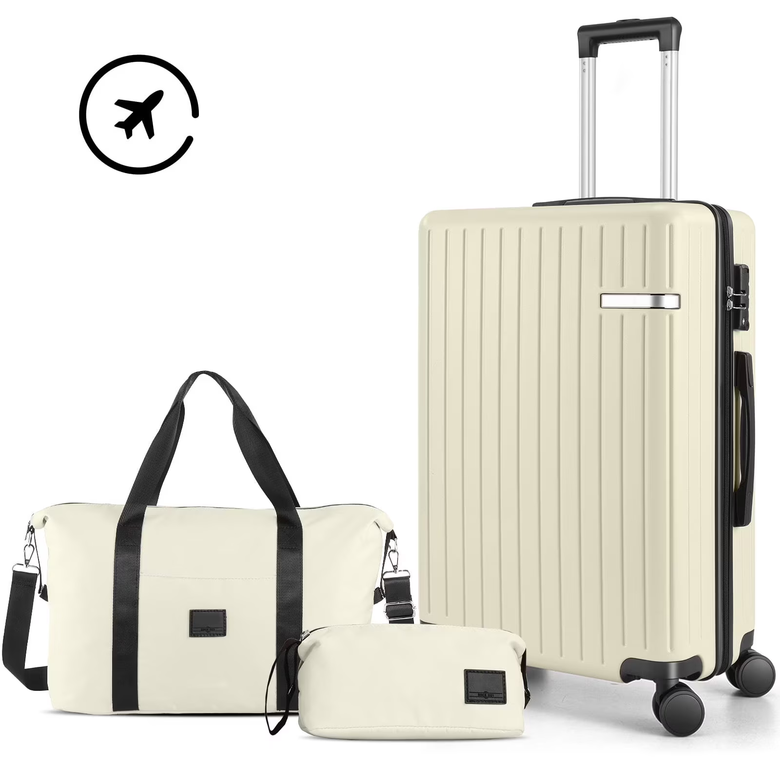 HOTEEL Carry On Luggage 3 Piece 20 inch Lightweight Travel Luggage Set, ABS+PC Hardside Suitcase with Duffel Bag and Toiletry Bag