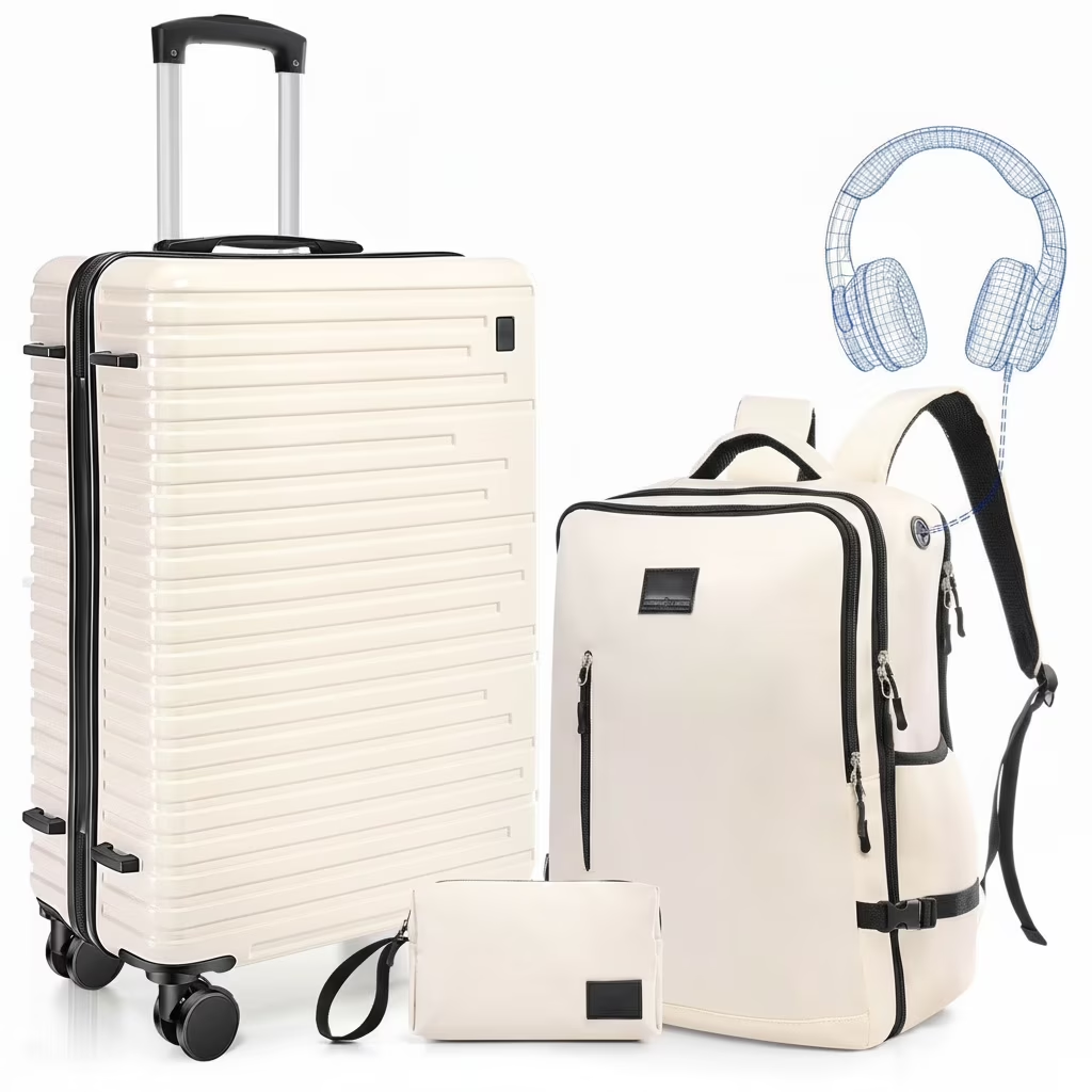 HOTEEL Carry On Luggage 3 Piece 20 inch Lightweight Travel Luggage Set, ABS+PC Hardside Suitcase with Duffel Bag and Toiletry Bag