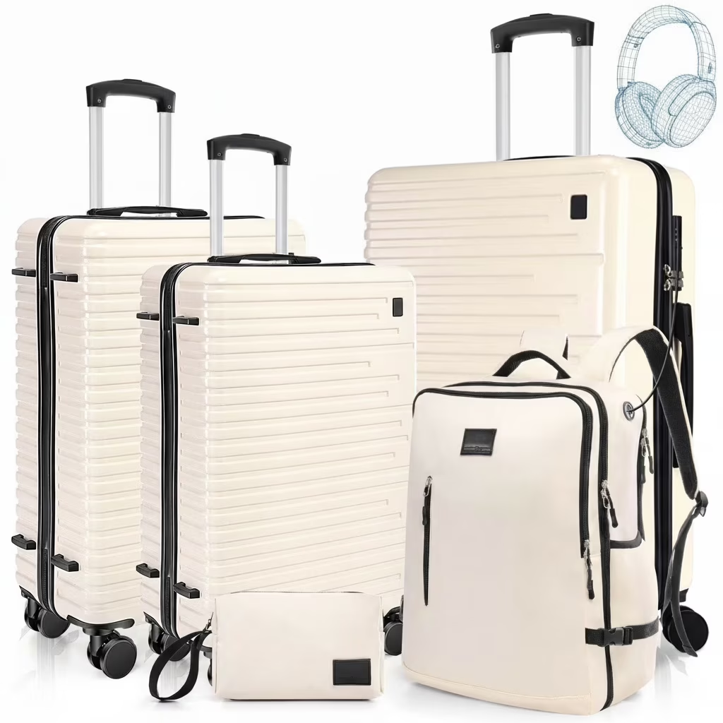 HOTEEL Carry On Luggage 3 Piece 20 inch Lightweight Travel Luggage Set, ABS+PC Hardside Suitcase with Duffel Bag and Toiletry Bag