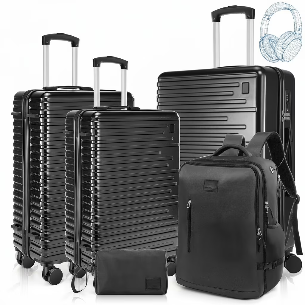 HOTEEL Carry On Luggage 3 Piece 20 inch Lightweight Travel Luggage Set, ABS+PC Hardside Suitcase with Duffel Bag and Toiletry Bag