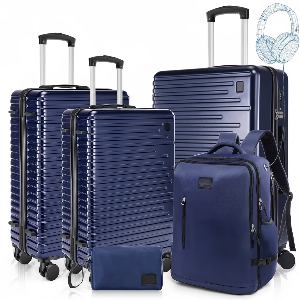 HOTEEL Carry On Luggage 3 Piece 20 inch Lightweight Travel Luggage Set, ABS+PC Hardside Suitcase with Duffel Bag and Toiletry Bag