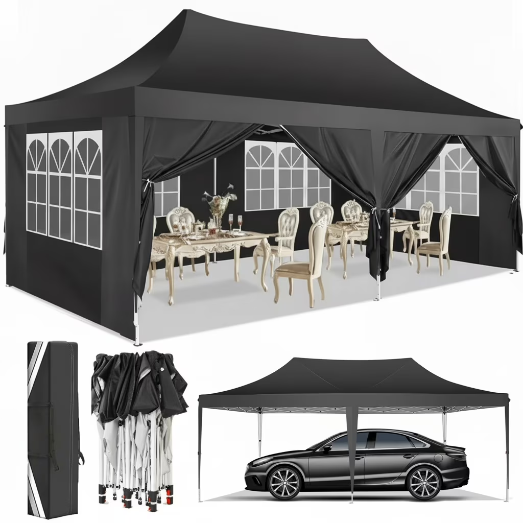 Hoteel 10'x20' Pop up Canopy Tent with 6 Removable Sidewalls, Instant Outdoor Canopy Shelter with Upgrade Raised Roof and Carry Bag