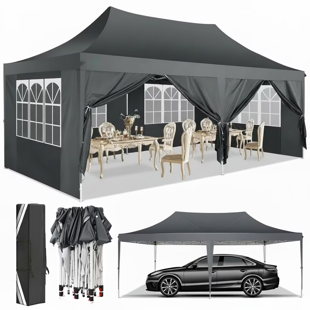 Hoteel 10'x20' Pop up Canopy Tent with 6 Removable Sidewalls, Instant Outdoor Canopy Shelter with Upgrade Raised Roof and Carry Bag