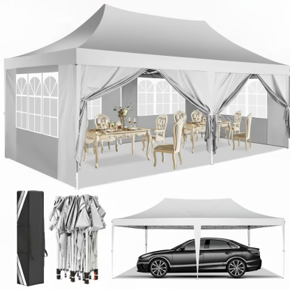 Hoteel 10'x20' Pop up Canopy Tent with 6 Removable Sidewalls, Instant Outdoor Canopy Shelter with Upgrade Raised Roof and Carry Bag