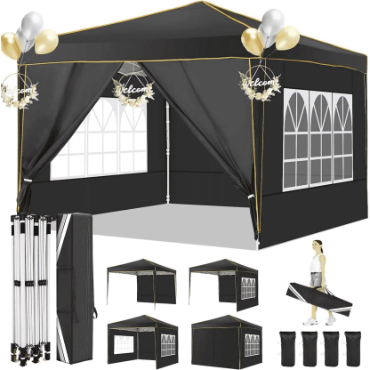 HOTEEL 10x10 Pop up Canopy with Sidewalls,Waterproof Tent for Parties Wedding Event,Instant Outdoor Gazebos with Carry Bag,Stakes,Ropes & Sandbags