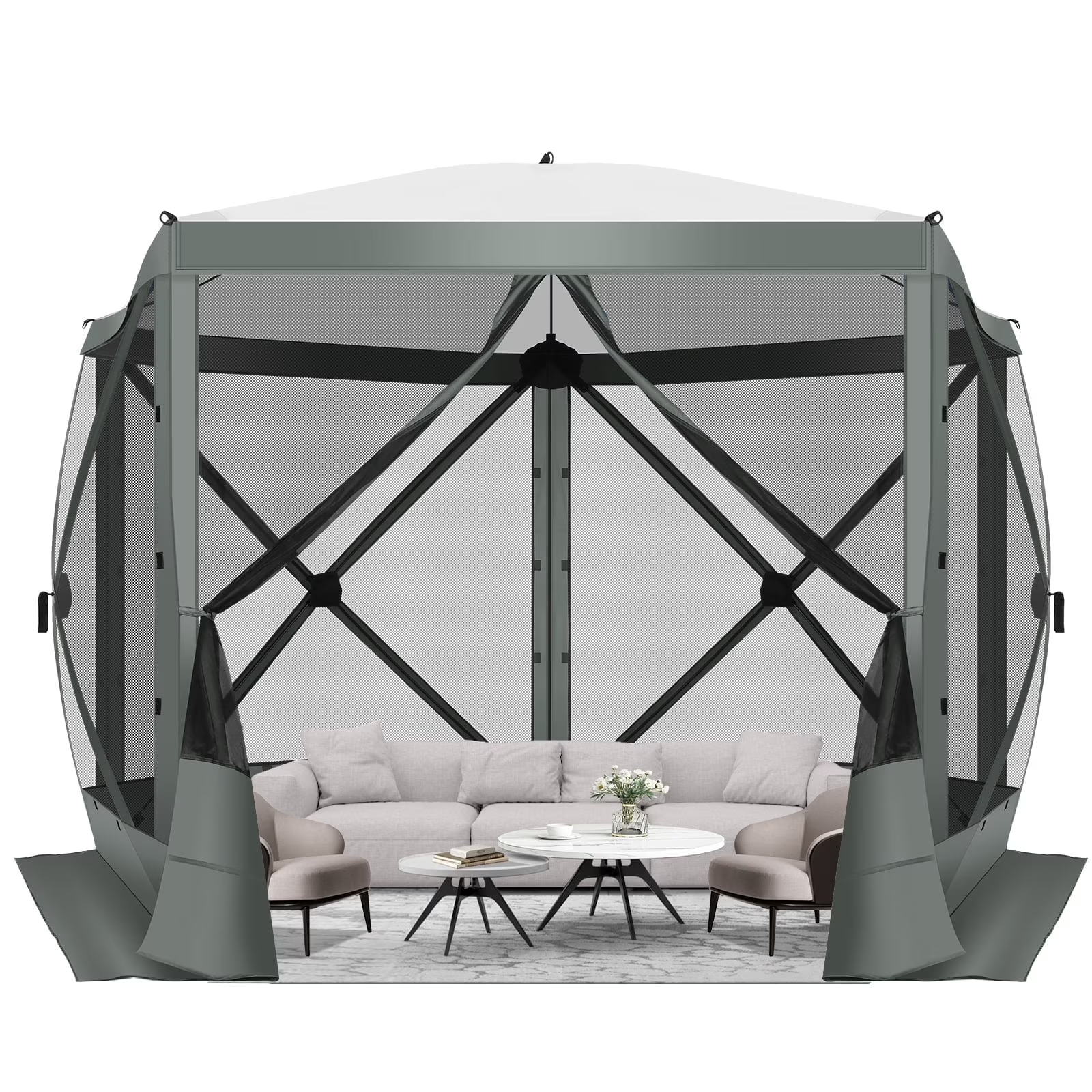 HOTEEL Pop Up Gazebo Screen House Tent for Camping with Mosquito Netting, Waterproof, UV Resistant, Portable Carry Bag, for Outdoor Camping, Lawn and Backyard