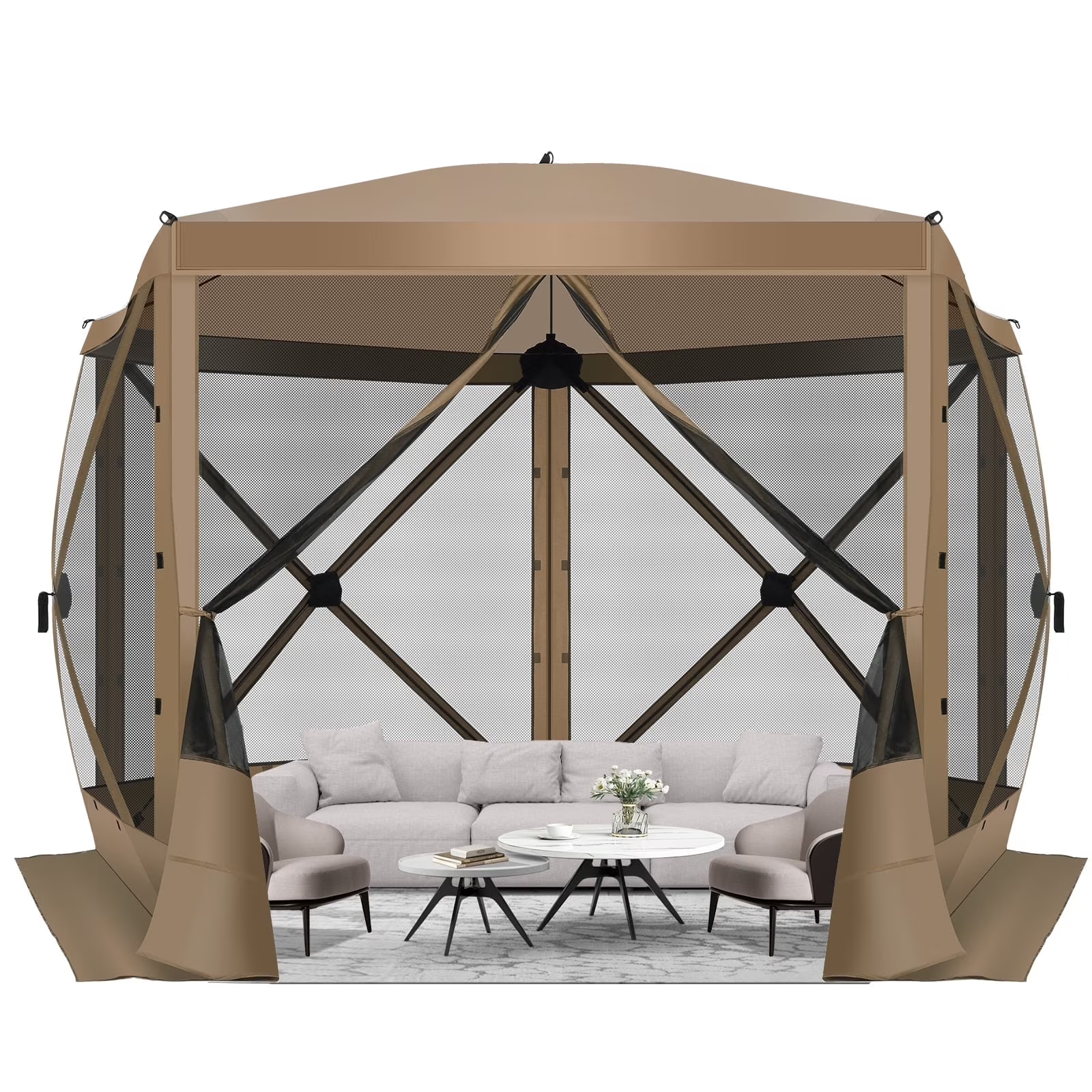 HOTEEL Pop Up Gazebo Screen House Tent for Camping with Mosquito Netting, Waterproof, UV Resistant, Portable Carry Bag, for Outdoor Camping, Lawn and Backyard