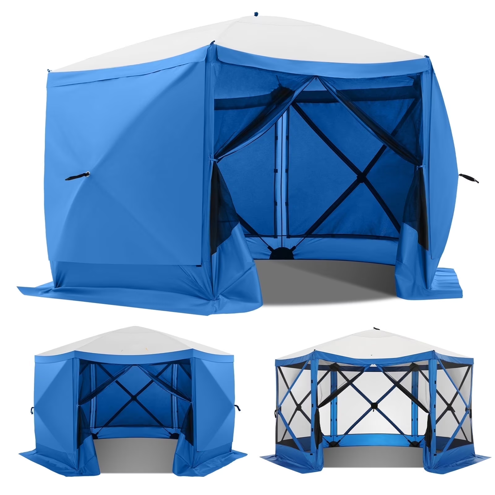 HOTEEL Pop Up Gazebo Screen House Tent for Camping with Mosquito Netting, Waterproof, UV Resistant, Portable Carry Bag, for Outdoor Camping, Lawn and Backyard