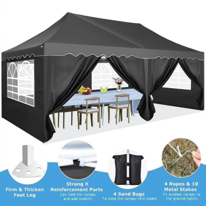 HOTEEL Canopy 10'x20' Pop Up Canopy Tent Heavy Duty Waterproof Adjustable Commercial Instant Canopy Outdoor Party Canopy Parties,Wedding,Outside Patio,Event,Portable Car Canopy