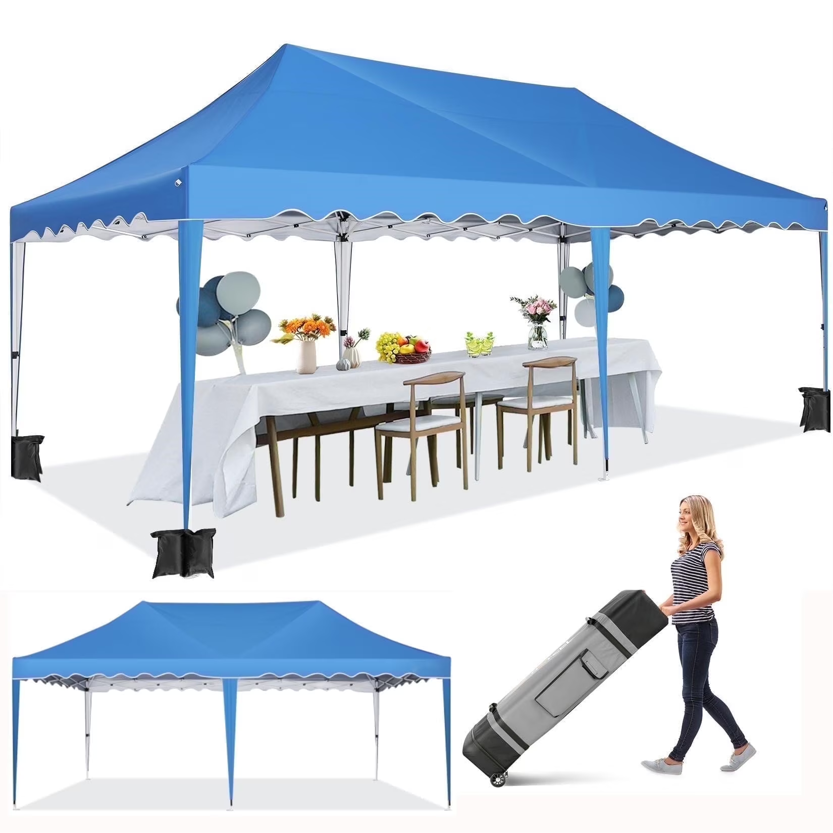 HOTEEL Canopy 10'x20' Pop Up Canopy Tent Heavy Duty Waterproof Adjustable Commercial Instant Canopy Outdoor Party Canopy Parties,Wedding,Outside Patio,Event,Portable Car Canopy