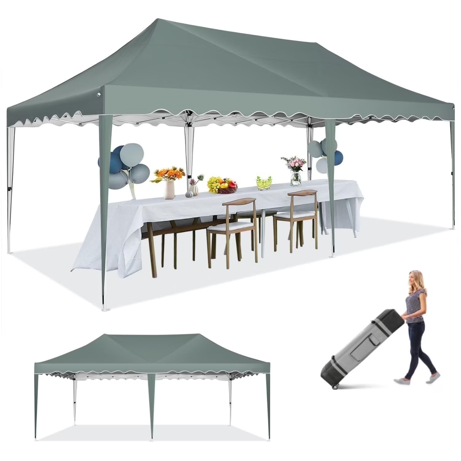 HOTEEL Canopy 10'x20' Pop Up Canopy Tent Heavy Duty Waterproof Adjustable Commercial Instant Canopy Outdoor Party Canopy Parties,Wedding,Outside Patio,Event,Portable Car Canopy