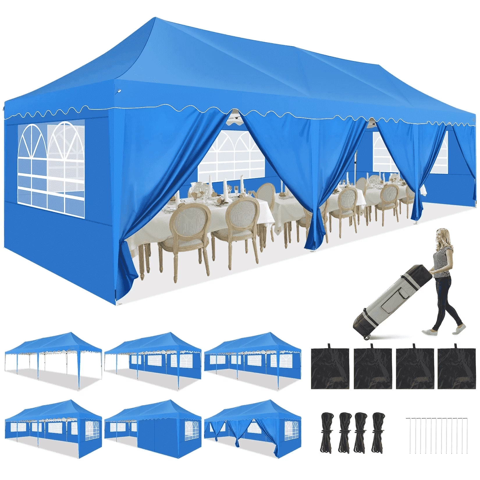 HOTEEL Canopy 10'x20' Pop Up Canopy Tent Heavy Duty Waterproof Adjustable Commercial Instant Canopy Outdoor Party Canopy Parties,Wedding,Outside Patio,Event,Portable Car Canopy