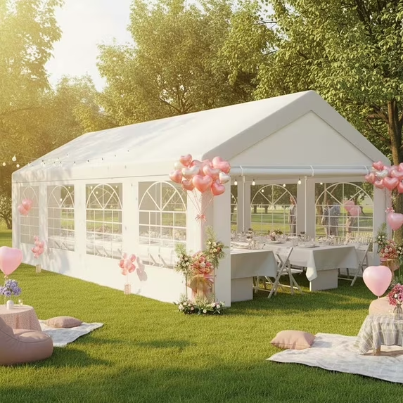 HOTEEL 13x26ft Heavy Duty Canopy Tent, Easy Up Commercial Outdoor Canopy Wedding Party Tent, Waterproof Outdoor Canopy Tents for Large Events, Wedding, Parties, White