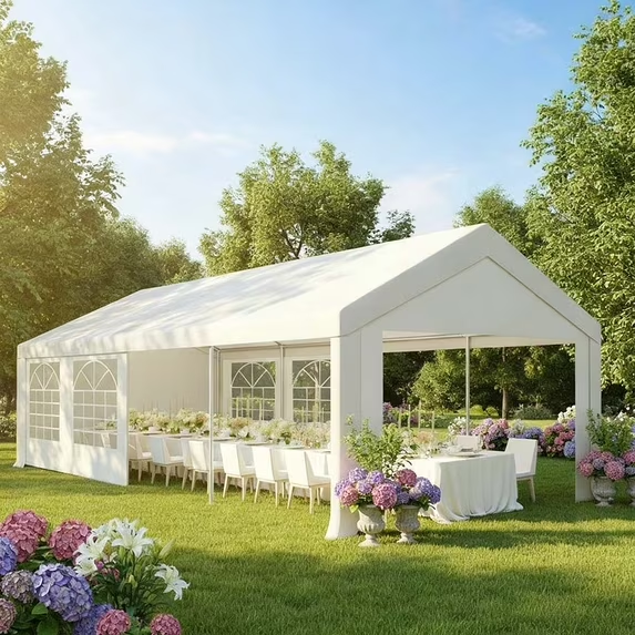 HOTEEL 13x26ft Heavy Duty Canopy Tent, Easy Up Commercial Outdoor Canopy Wedding Party Tent, Waterproof Outdoor Canopy Tents for Large Events, Wedding, Parties, White