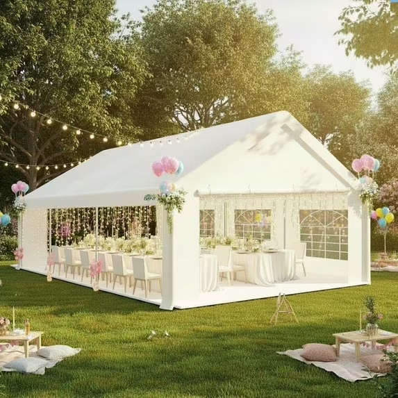 HOTEEL 13x26ft Heavy Duty Canopy Tent, Easy Up Commercial Outdoor Canopy Wedding Party Tent, Waterproof Outdoor Canopy Tents for Large Events, Wedding, Parties, White