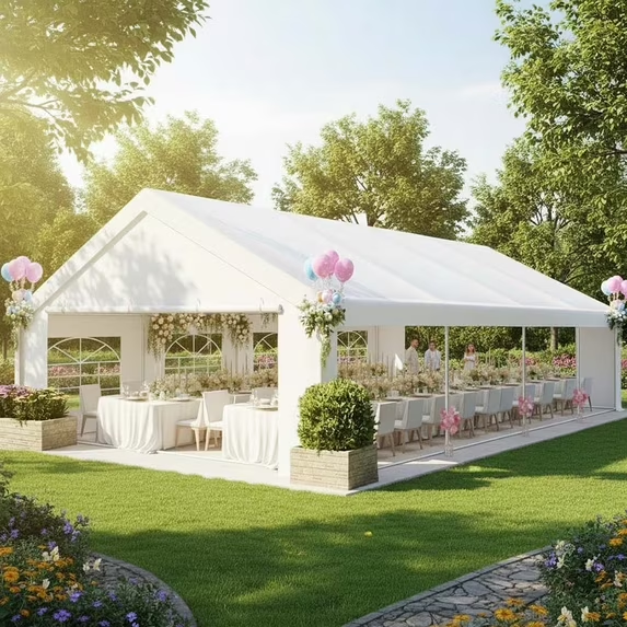 HOTEEL 13x26ft Heavy Duty Canopy Tent, Easy Up Commercial Outdoor Canopy Wedding Party Tent, Waterproof Outdoor Canopy Tents for Large Events, Wedding, Parties, White