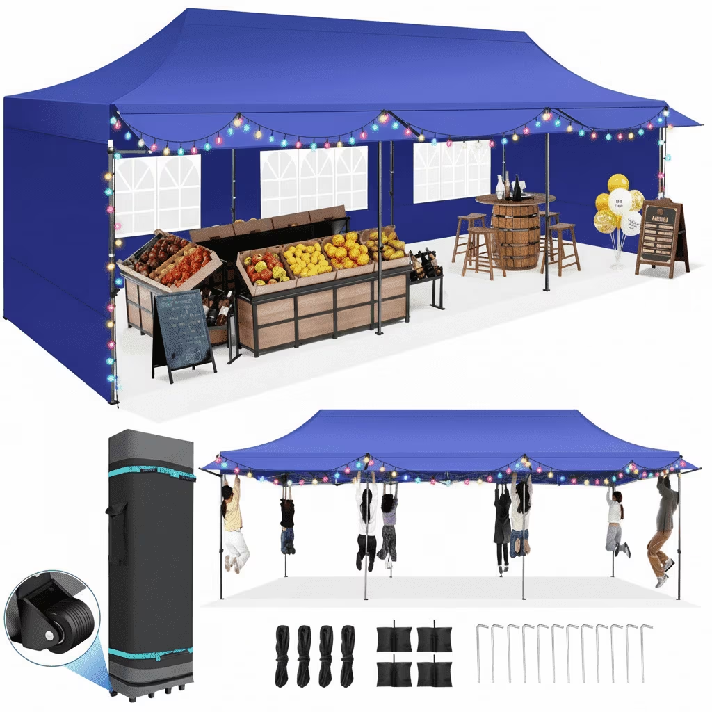 HOTEEL 10x20 Heavy Duty Canopy Tent with 6 Removable Sidewalls,Pop up Outdoor Commercial Party Wedding Tent with Roller Bag,Waterproof & UV 50+