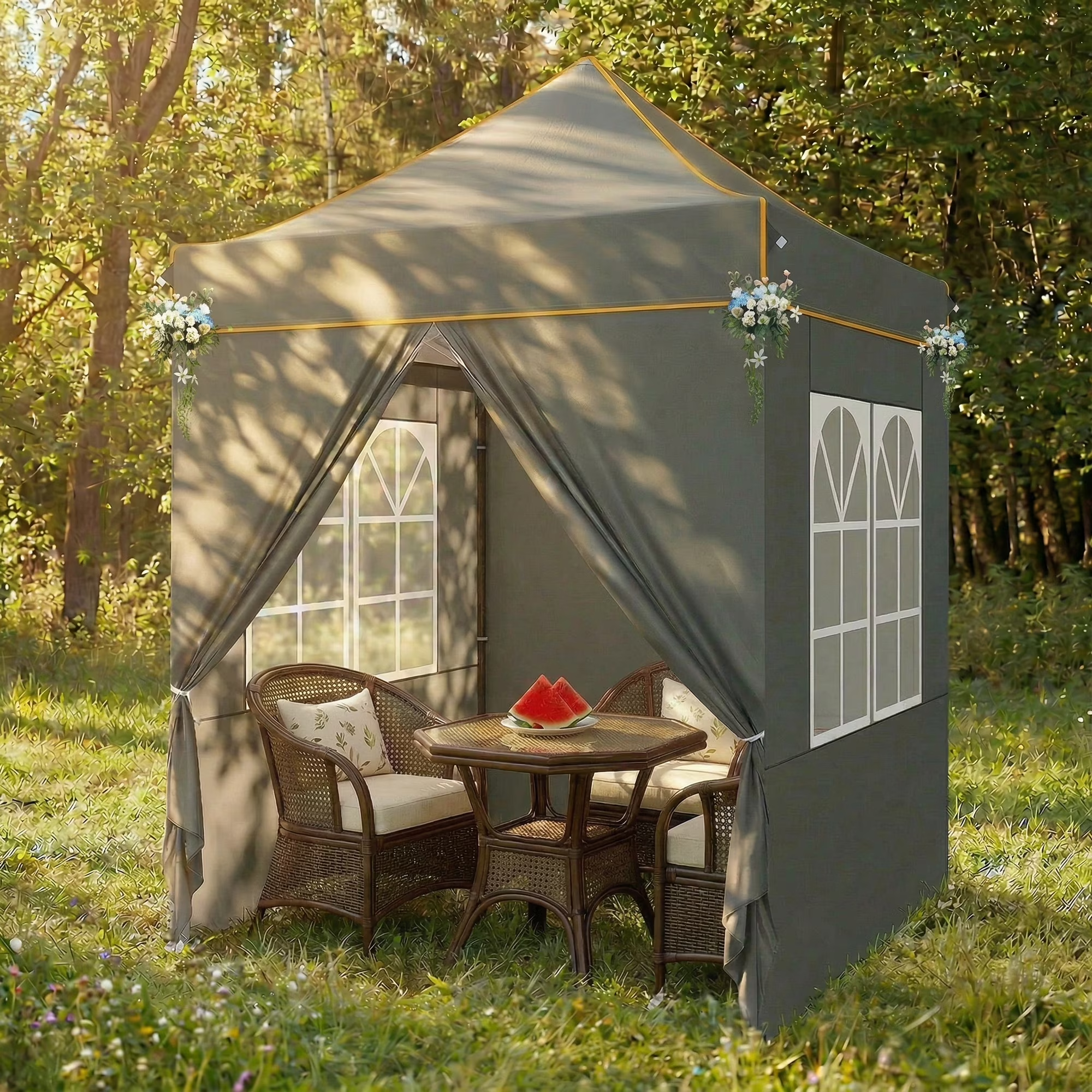 Hoteel 6.5x6.5ft Pop Up Canopy Tent, Heavy Duty Canopy Easy Set up All Weather Waterproof Outdoor Canopy Tent for Parties, Beach, Garden, Camping with Storage Bag, 3 Adjustable Heights, UPF50+