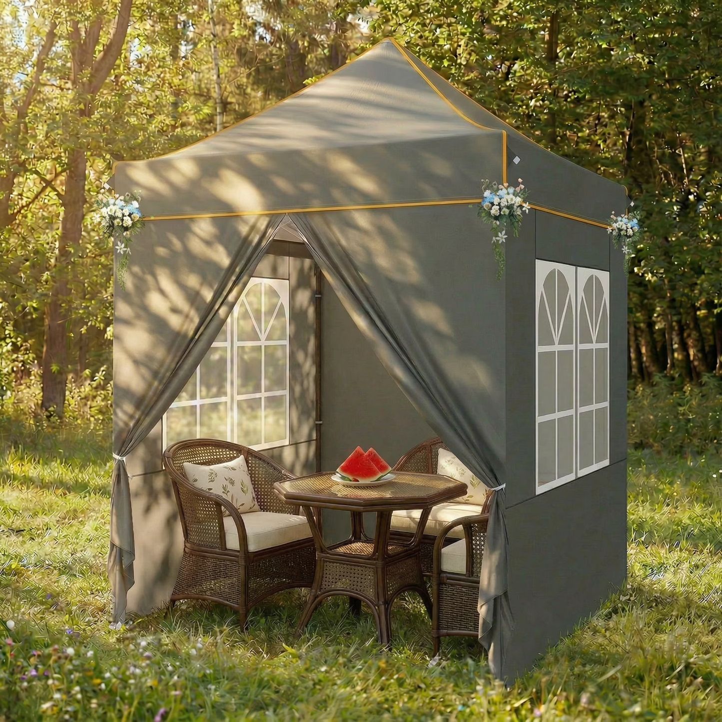 Hoteel 6.5x6.5ft Pop Up Canopy Tent, Heavy Duty Canopy Easy Set up All Weather Waterproof Outdoor Canopy Tent for Parties, Beach, Garden, Camping with Storage Bag, 3 Adjustable Heights, UPF50+