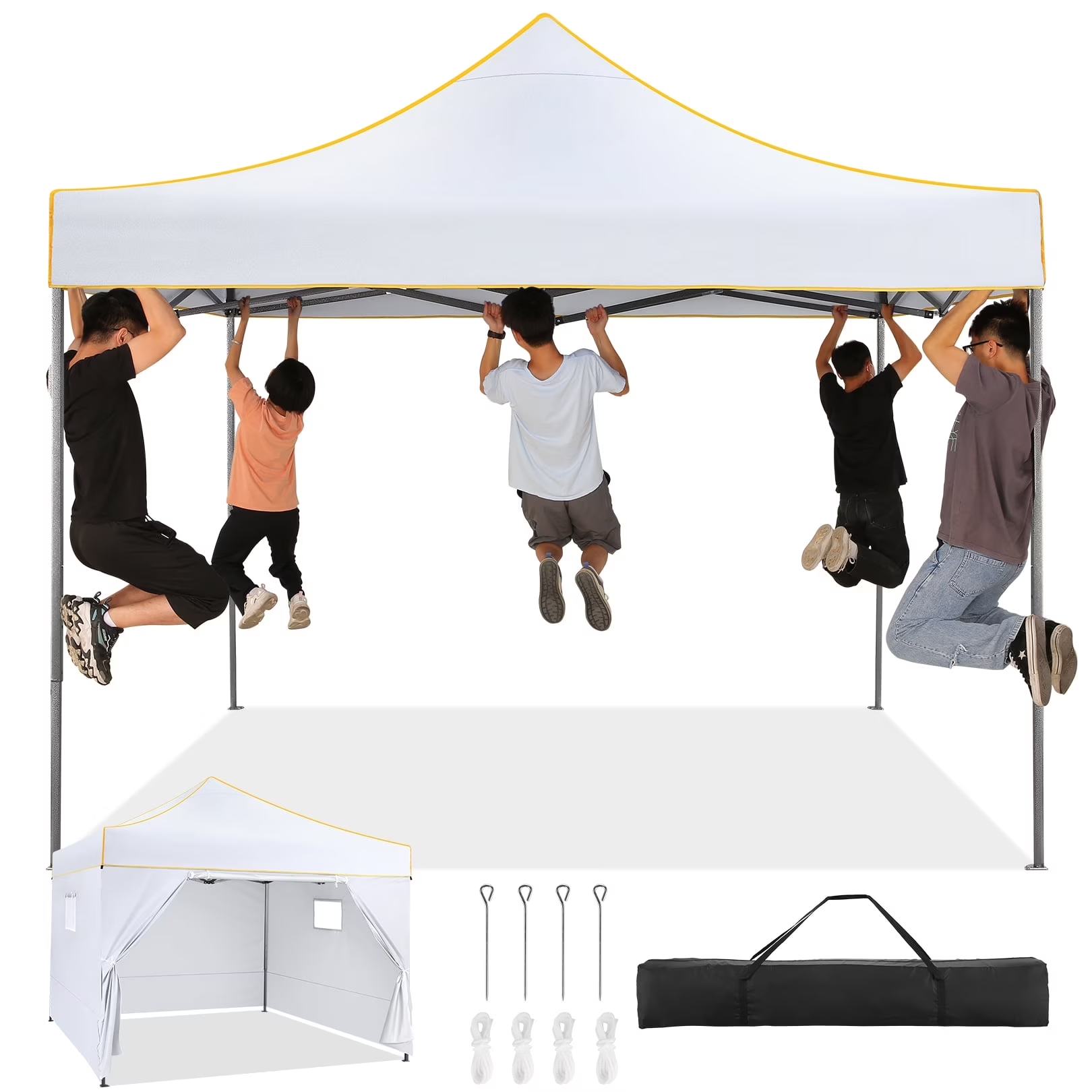 Hoteel 6.5x6.5ft Pop Up Canopy Tent, Heavy Duty Canopy Easy Set up All Weather Waterproof Outdoor Canopy Tent for Parties, Beach, Garden, Camping with Storage Bag, 3 Adjustable Heights, UPF50+