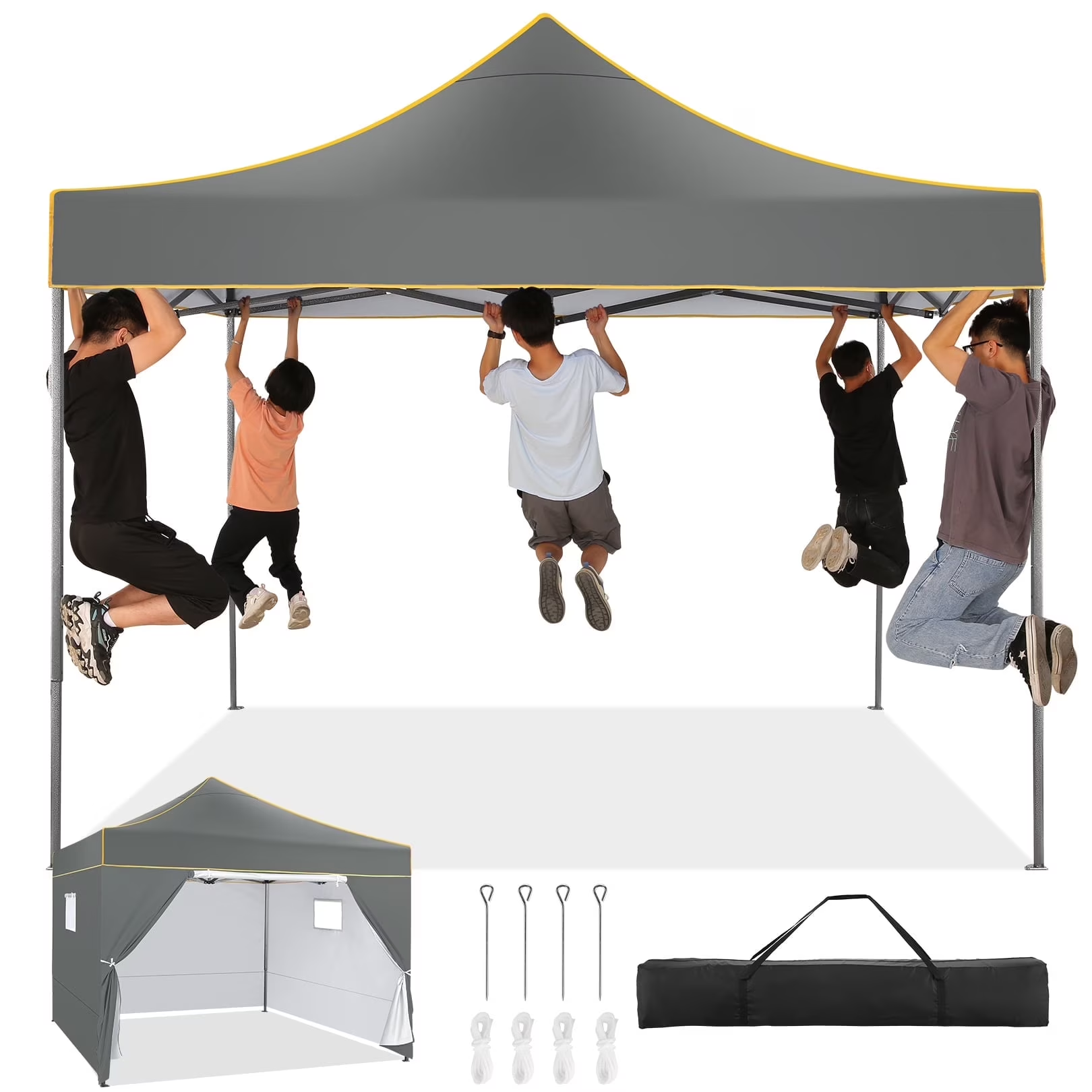 Hoteel 6.5x6.5ft Pop Up Canopy Tent, Heavy Duty Canopy Easy Set up All Weather Waterproof Outdoor Canopy Tent for Parties, Beach, Garden, Camping with Storage Bag, 3 Adjustable Heights, UPF50+