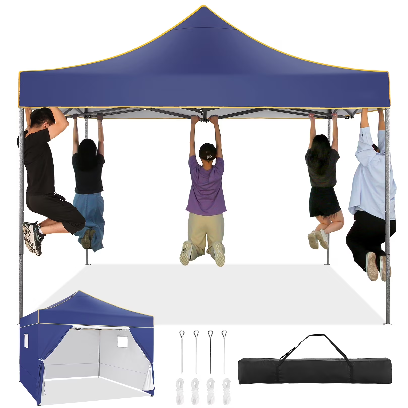 Hoteel 6.5x6.5ft Pop Up Canopy Tent, Heavy Duty Canopy Easy Set up All Weather Waterproof Outdoor Canopy Tent for Parties, Beach, Garden, Camping with Storage Bag, 3 Adjustable Heights, UPF50+