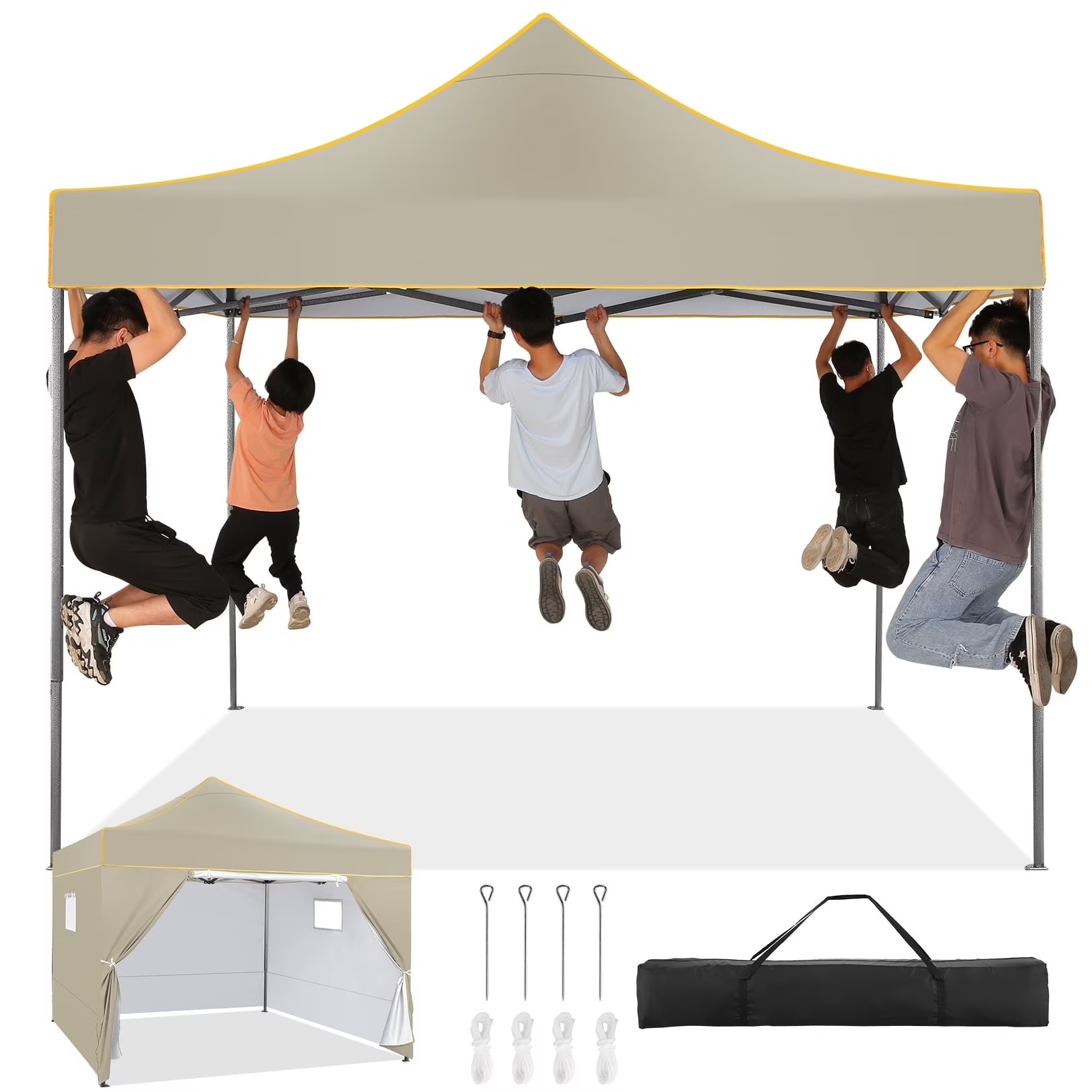 Hoteel 6.5x6.5ft Pop Up Canopy Tent, Heavy Duty Canopy Easy Set up All Weather Waterproof Outdoor Canopy Tent for Parties, Beach, Garden, Camping with Storage Bag, 3 Adjustable Heights, UPF50+