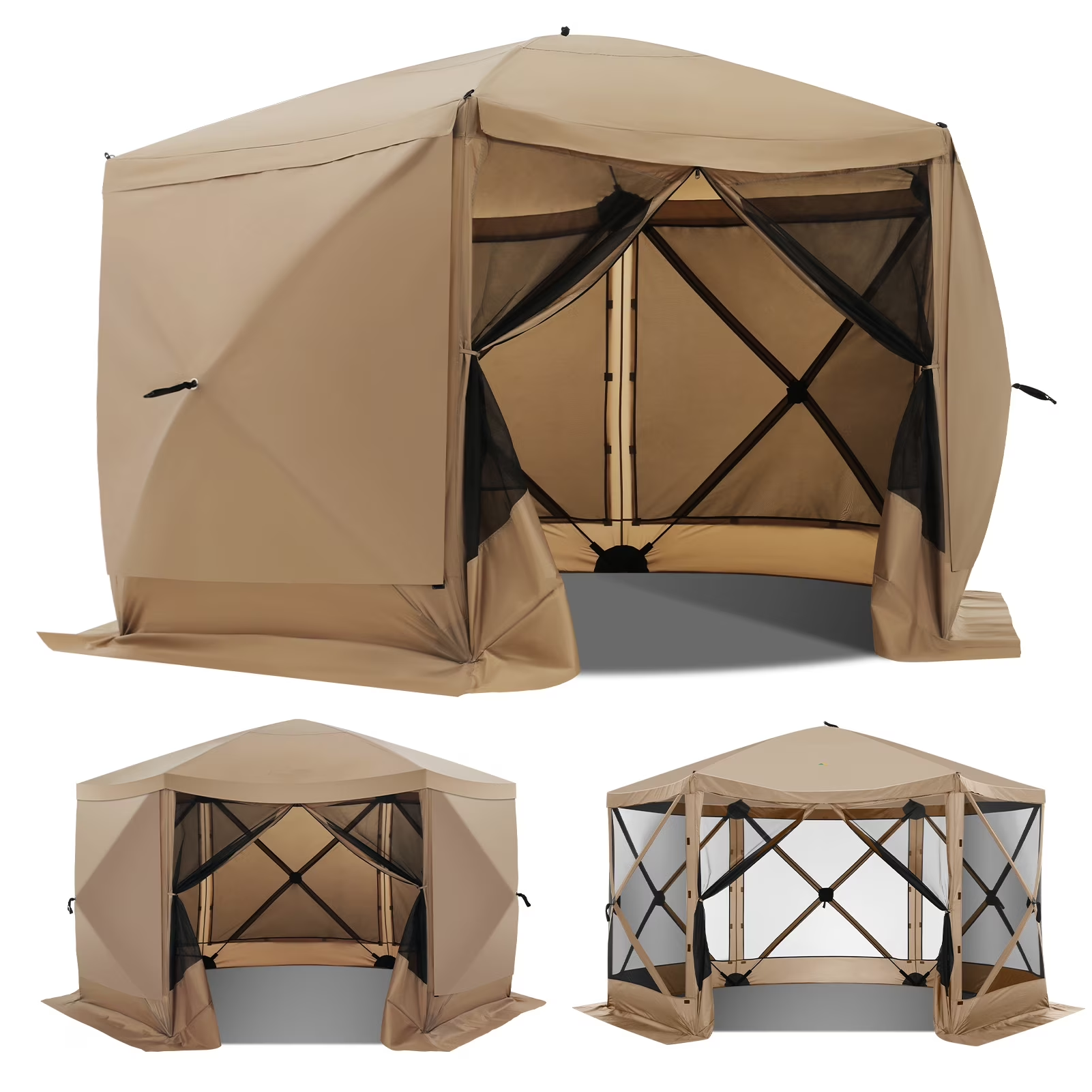HOTEEL Pop Up Gazebo Screen House Tent for Camping with Mosquito Netting, Waterproof, UV Resistant, Portable Carry Bag, for Outdoor Camping, Lawn and Backyard
