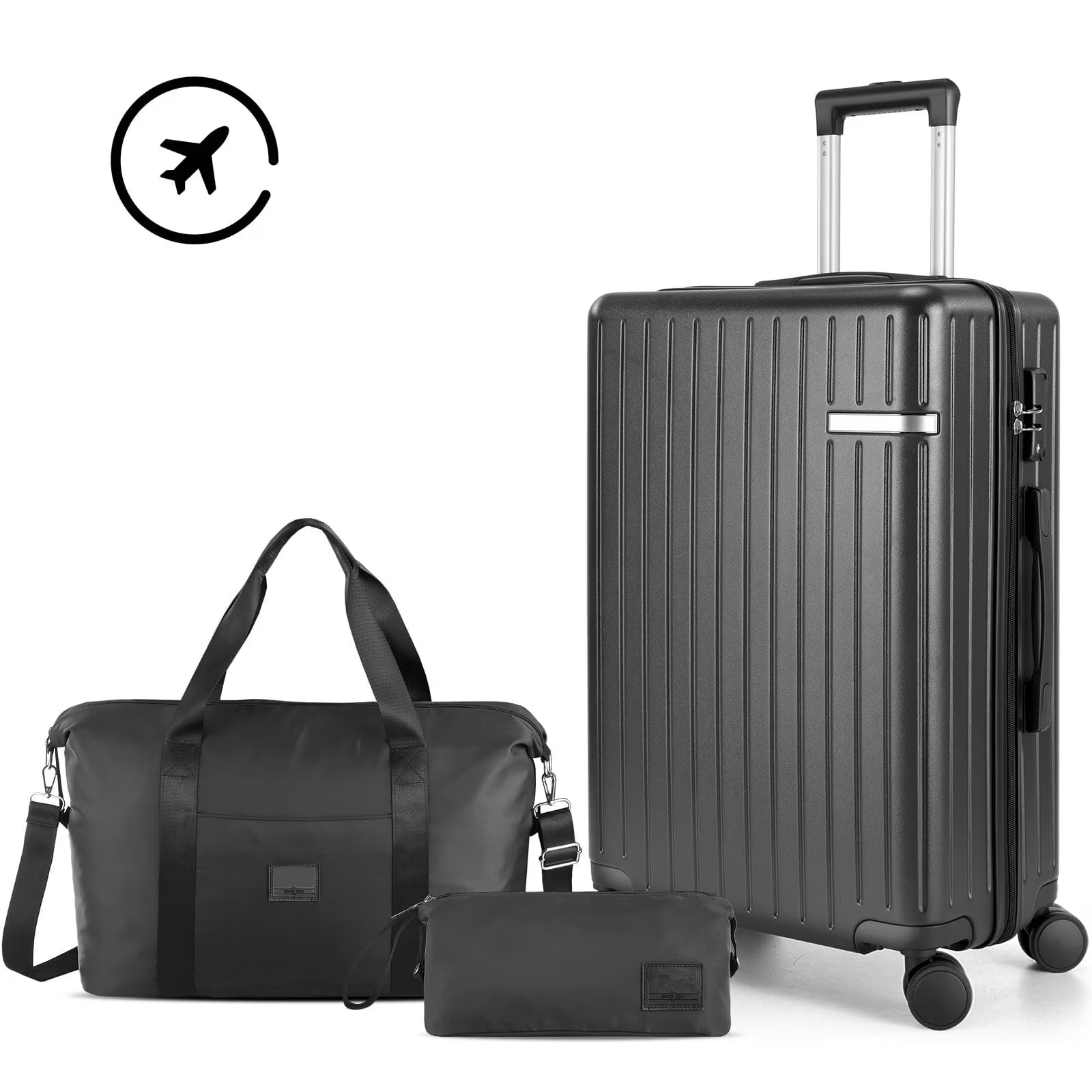 HOTEEL Carry On Luggage 3 Piece 20 inch Lightweight Travel Luggage Set, ABS+PC Hardside Suitcase with Duffel Bag and Toiletry Bag