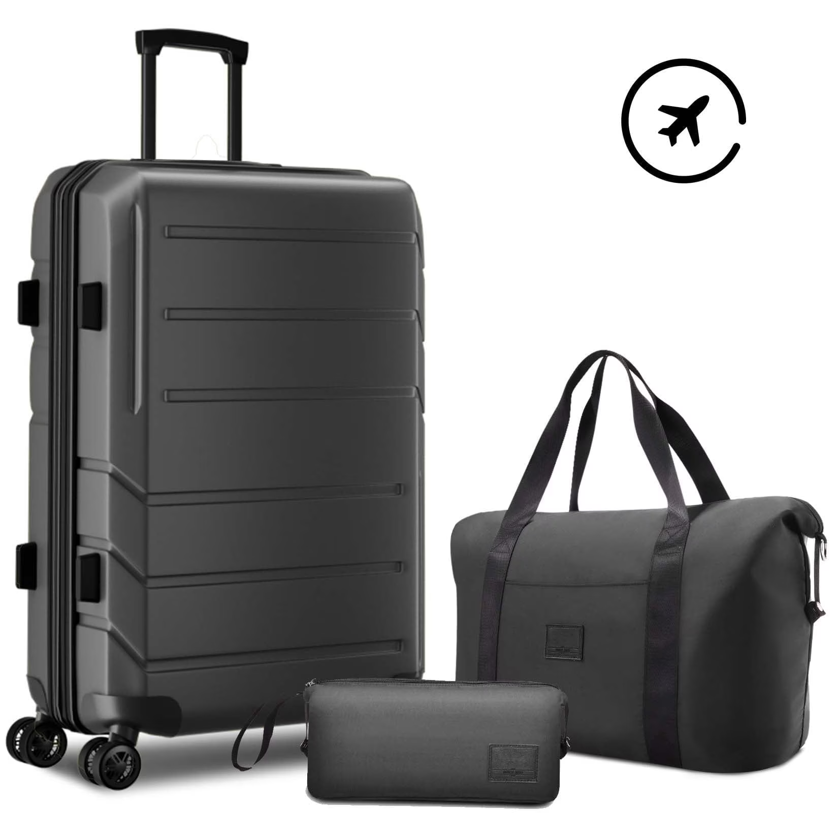 HOTEEL 3 Piece Carry on Luggage Set,Expandable ABS+PC Lightweight Hard Shell Suitcases with Spinner Wheels&TSA Lock,Portable Travel Bag and Toiletry Bag