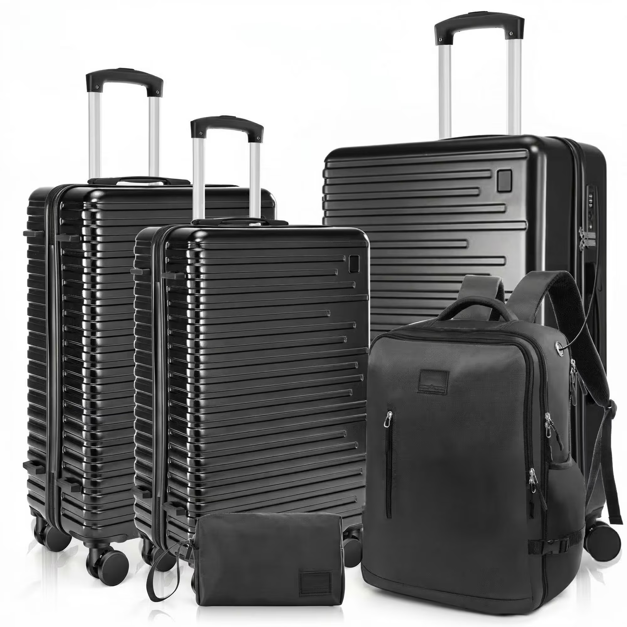 HOTEEL 5 Piece Hardshell Luggage Set,Expandable PC+ABS Durable Suitcase,Hardside Lightweight Suitcase with TSA Lock Spinner Wheels