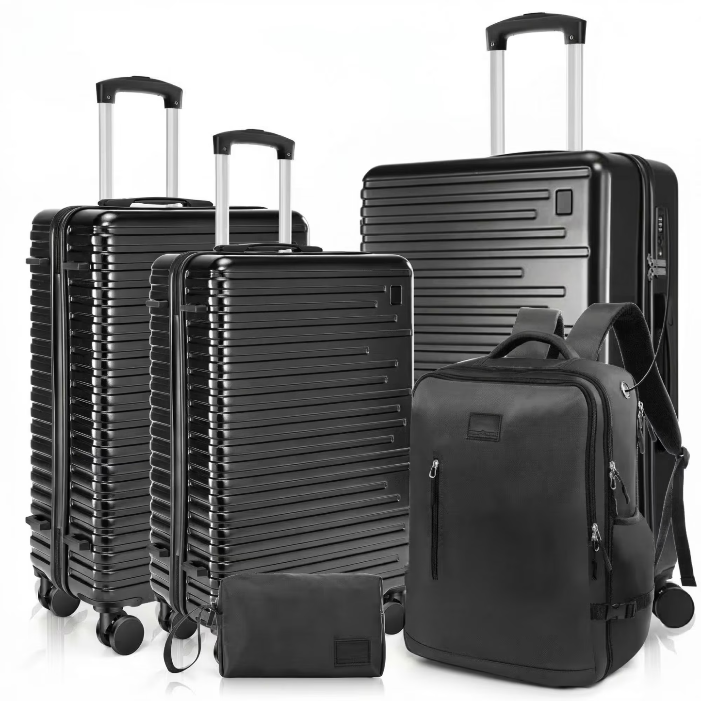 HOTEEL 5 Piece Hardshell Luggage Set,Expandable PC+ABS Durable Suitcase,Hardside Lightweight Suitcase with TSA Lock Spinner Wheels