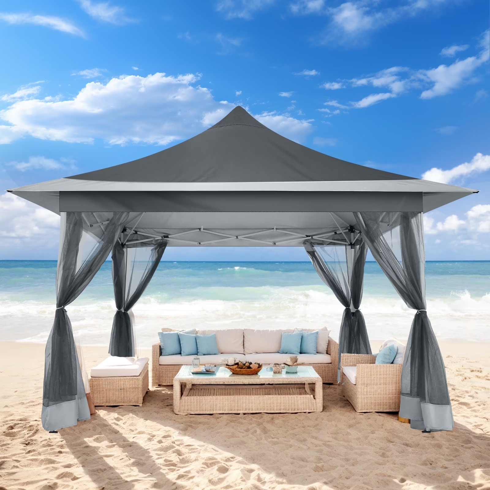HOTEEL 12x12 EZ Pop Up Gazebo Tent with Sidewalls,Patio Gazebo Instant Shelter for Outdoor Party Camping Backyard Beach with Carry Bag,Stakes,Ropes