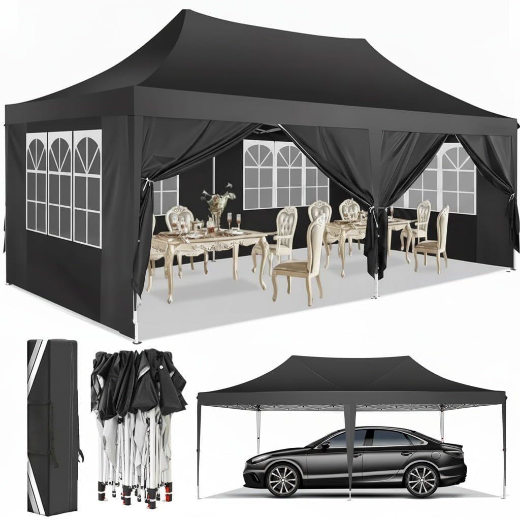 HOTEEL 10x20 Pop Up Canopy Tents for Parties,Waterproof Canopy Tent with Sidewalls,Outdoor Gazebo Canopy with Carry Bag,Tent for Backyard,Wedding,Patio,Event,Commercial