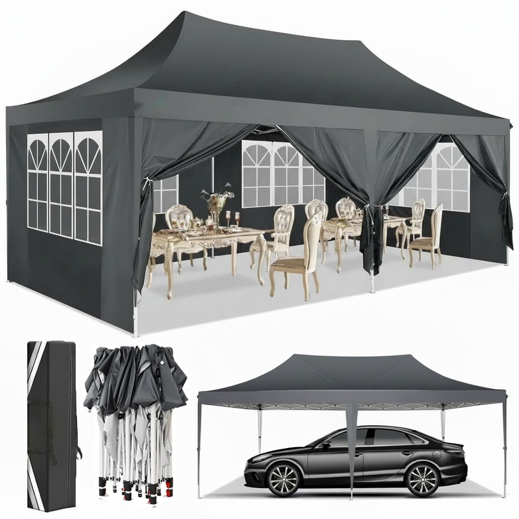 HOTEEL 10x20 Pop Up Canopy Tents for Parties,Waterproof Canopy Tent with Sidewalls,Outdoor Gazebo Canopy with Carry Bag,Tent for Backyard,Wedding,Patio,Event,Commercial