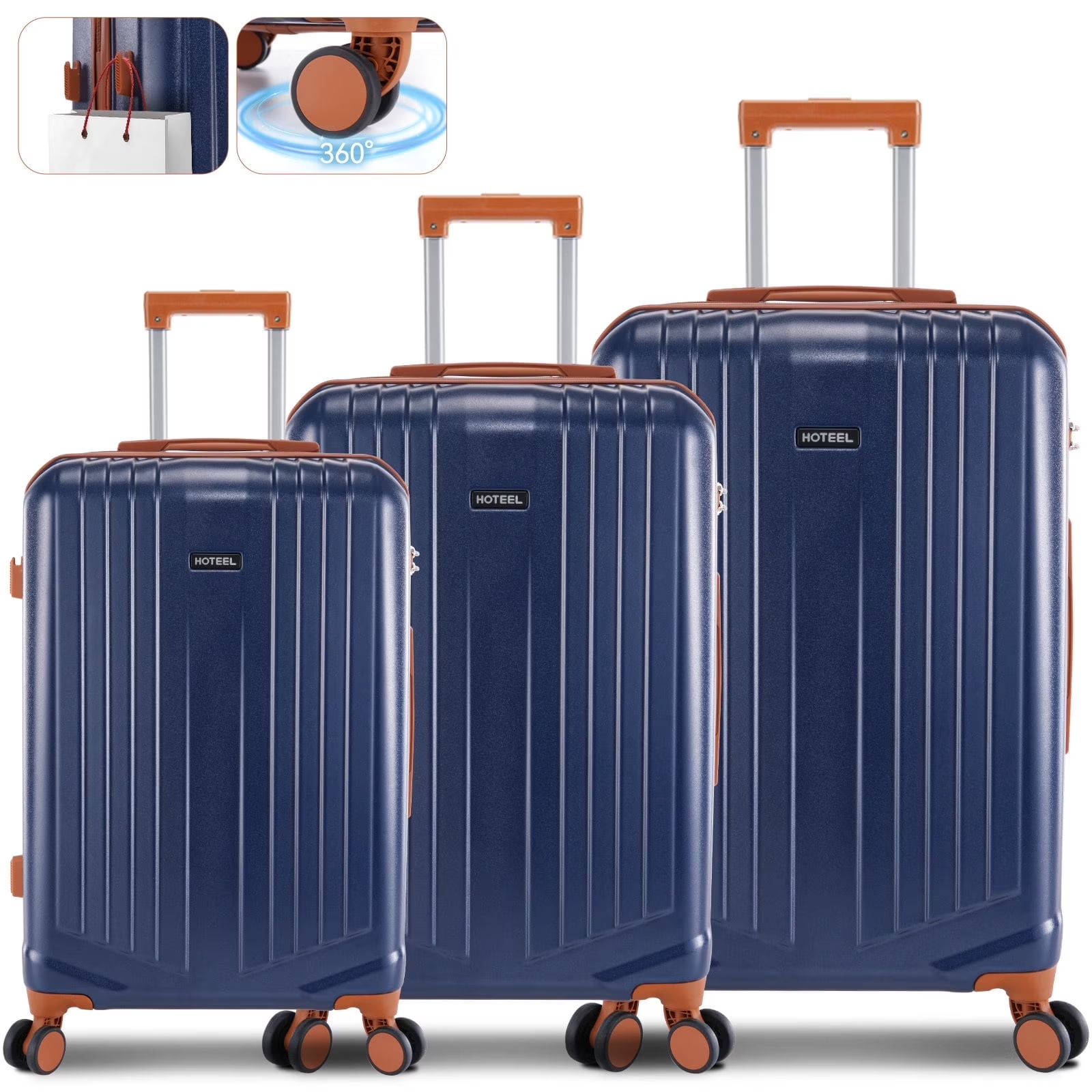 HOTEEL 3 Piece Luggage Set, PC ABS Hardshell Carry on Luggage Set with TSA Lock & Spinner Wheels, Travel Suit Case for Men Women 20in24in28in
