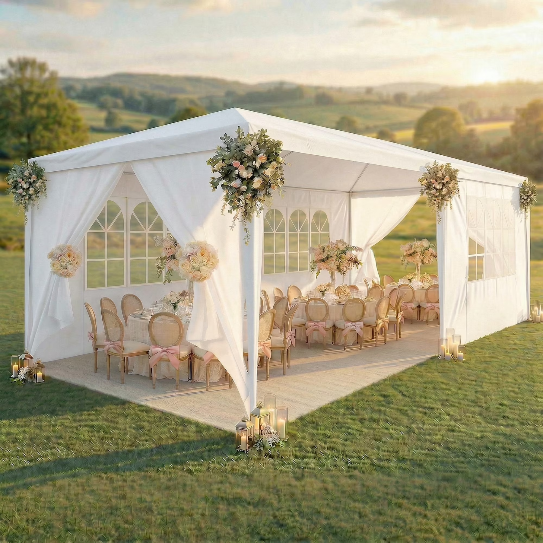 HOTEEL Party Tent 10x20 Canopy Tents for Parties with 6 Removable Sidewalls, Waterproof Outdoor Tent for Weddings and Events
