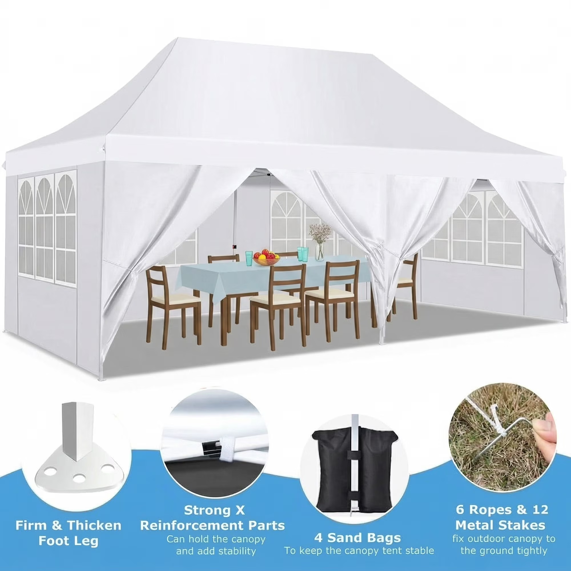 HOTEEL Canopy 10'x20' Pop Up Canopy Tent Heavy Duty Waterproof Adjustable Commercial Instant Canopy Outdoor Party Canopy Parties,Wedding,Outside Patio,Event,Portable Car Canopy