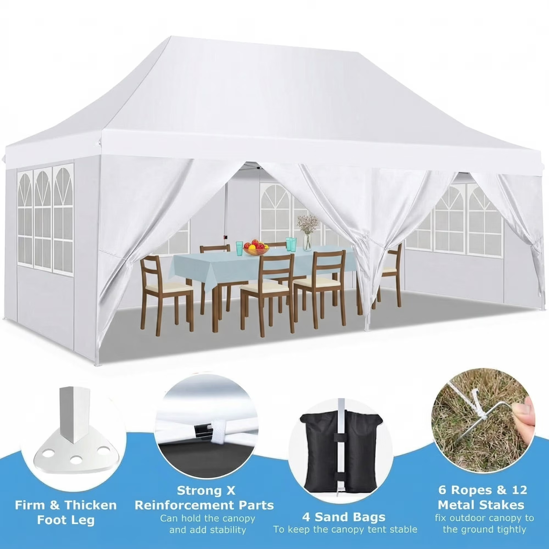 HOTEEL Canopy 10'x20' Pop Up Canopy Tent Heavy Duty Waterproof Adjustable Commercial Instant Canopy Outdoor Party Canopy Parties,Wedding,Outside Patio,Event,Portable Car Canopy