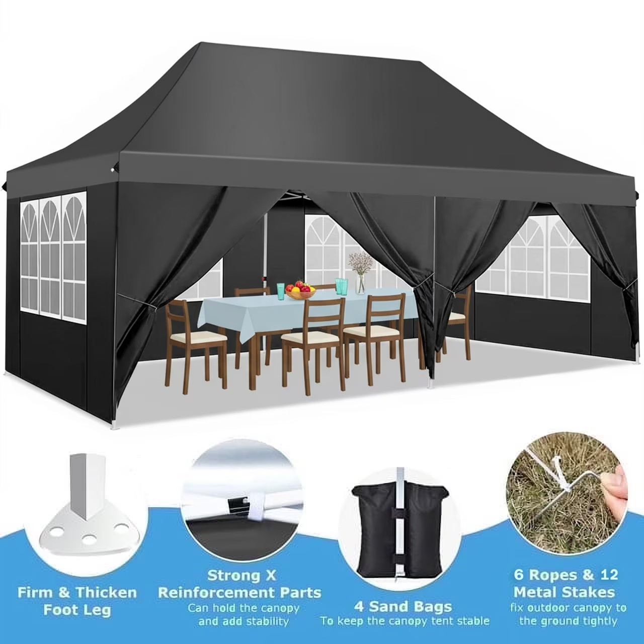 HOTEEL Canopy 10'x20' Pop Up Canopy Tent Heavy Duty Waterproof Adjustable Commercial Instant Canopy Outdoor Party Canopy Parties,Wedding,Outside Patio,Event,Portable Car Canopy