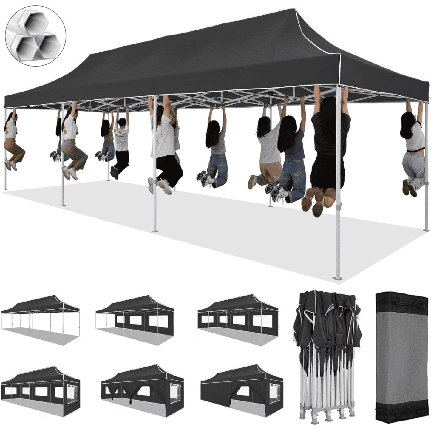 HOTEEL Canopy 10x30 Pop up Canopy with 8 Sidewalls Heavy Duty Party Tent Outdoor Party Event Gazebo Commercial Canopy Tents for Parties Wedding Outdoor Events