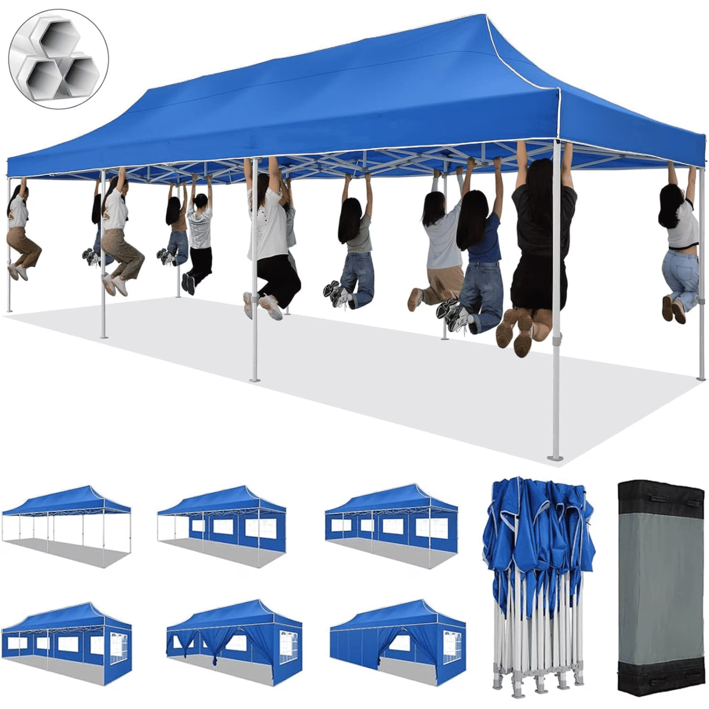 HOTEEL Canopy 10x30 Pop up Canopy with 8 Sidewalls Heavy Duty Party Tent Outdoor Party Event Gazebo Commercial Canopy Tents for Parties Wedding Outdoor Events