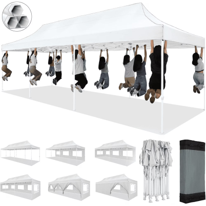 HOTEEL Canopy 10x30 Pop up Canopy with 8 Sidewalls Heavy Duty Party Tent Outdoor Party Event Gazebo Commercial Canopy Tents for Parties Wedding Outdoor Events