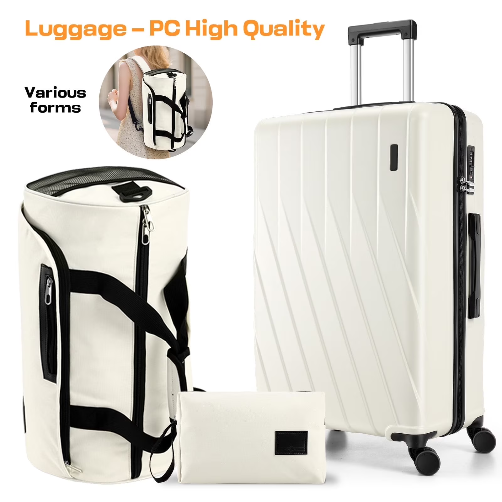 HOTEEL 20in Luggage Sets 3 Piece, PC Hardshell Suitcase with Spinner Wheels TSA Lock, Lightweight Travel Carry on Luggages with Luggage Bag&Toiletry Bag for Women and Men