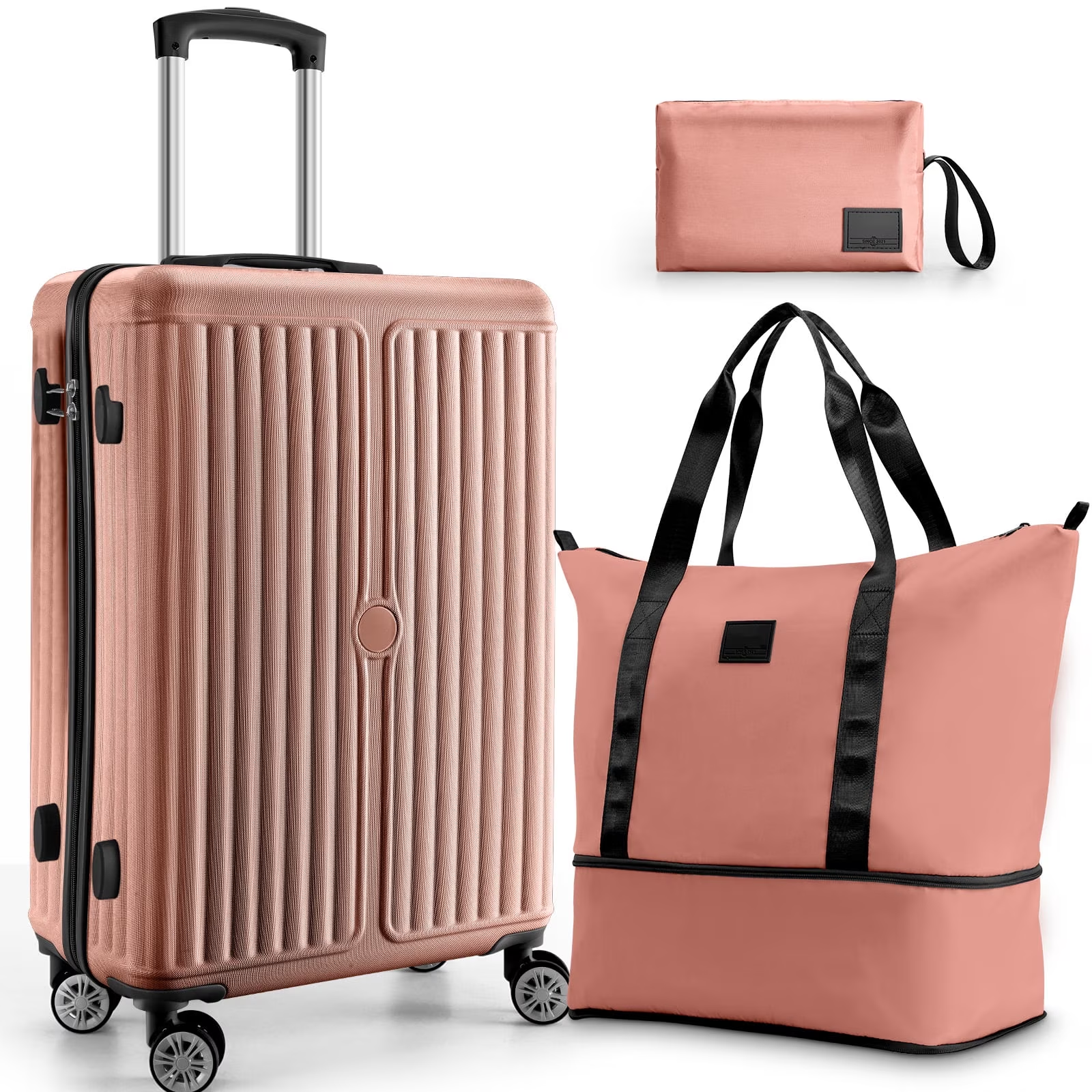 HOTEEL 20in Luggage Sets 3 Piece, PC Hardshell Suitcase with Spinner Wheels TSA Lock, Lightweight Travel Carry on Luggages with Luggage Bag&Toiletry Bag for Women and Men