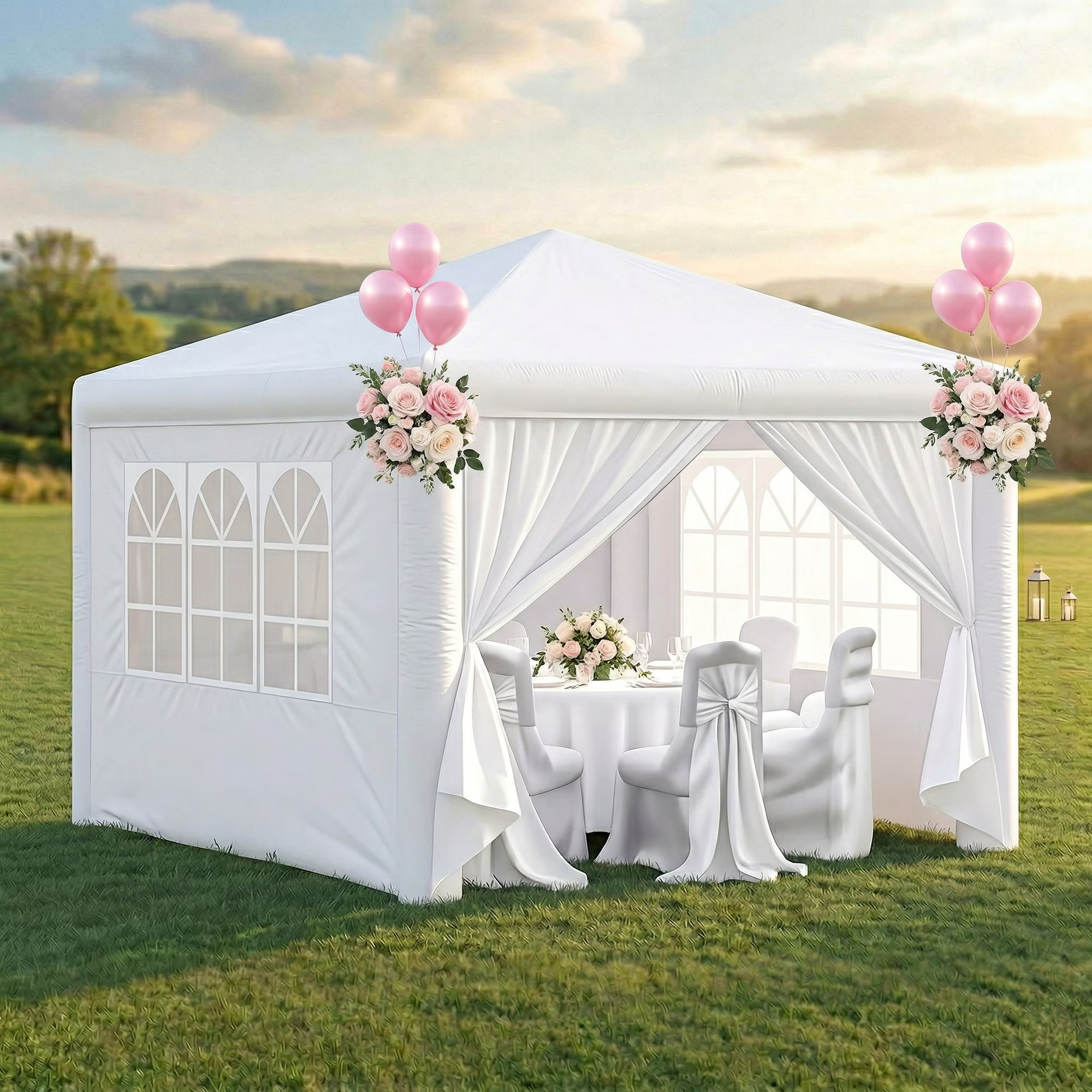 HOTEEL Party Tent 10x20 Canopy Tents for Parties with 6 Removable Sidewalls, Waterproof Outdoor Tent for Weddings and Events