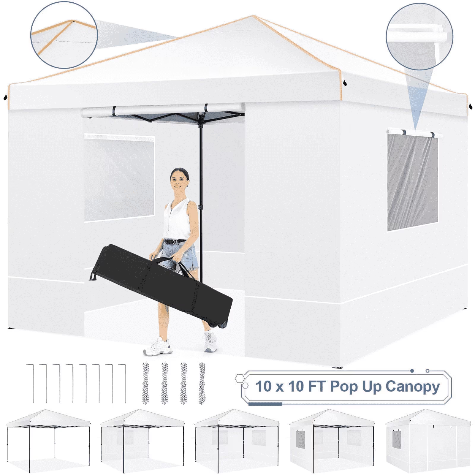 HOTEEL 10'x20' Pop up Canopy Tent with 6 Removable Sidewalls, Instant Outdoor Canopy Shelter with Upgrade Raised Roof and Carry Bag