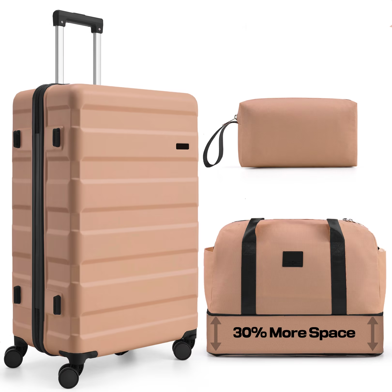 HOTEEL 20in Luggage Sets 3 Piece, PC Hardshell Suitcase with Spinner Wheels TSA Lock, Lightweight Travel Carry on Luggages with Luggage Bag&Toiletry Bag for Women and Men